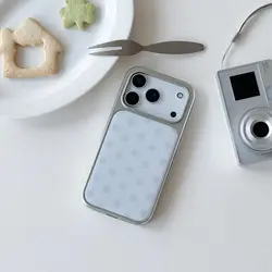 Korean Minimalist Blue Polka Dot Y2K Design Phone Case - iPhone 15 Plus (Only Phone CaseA)