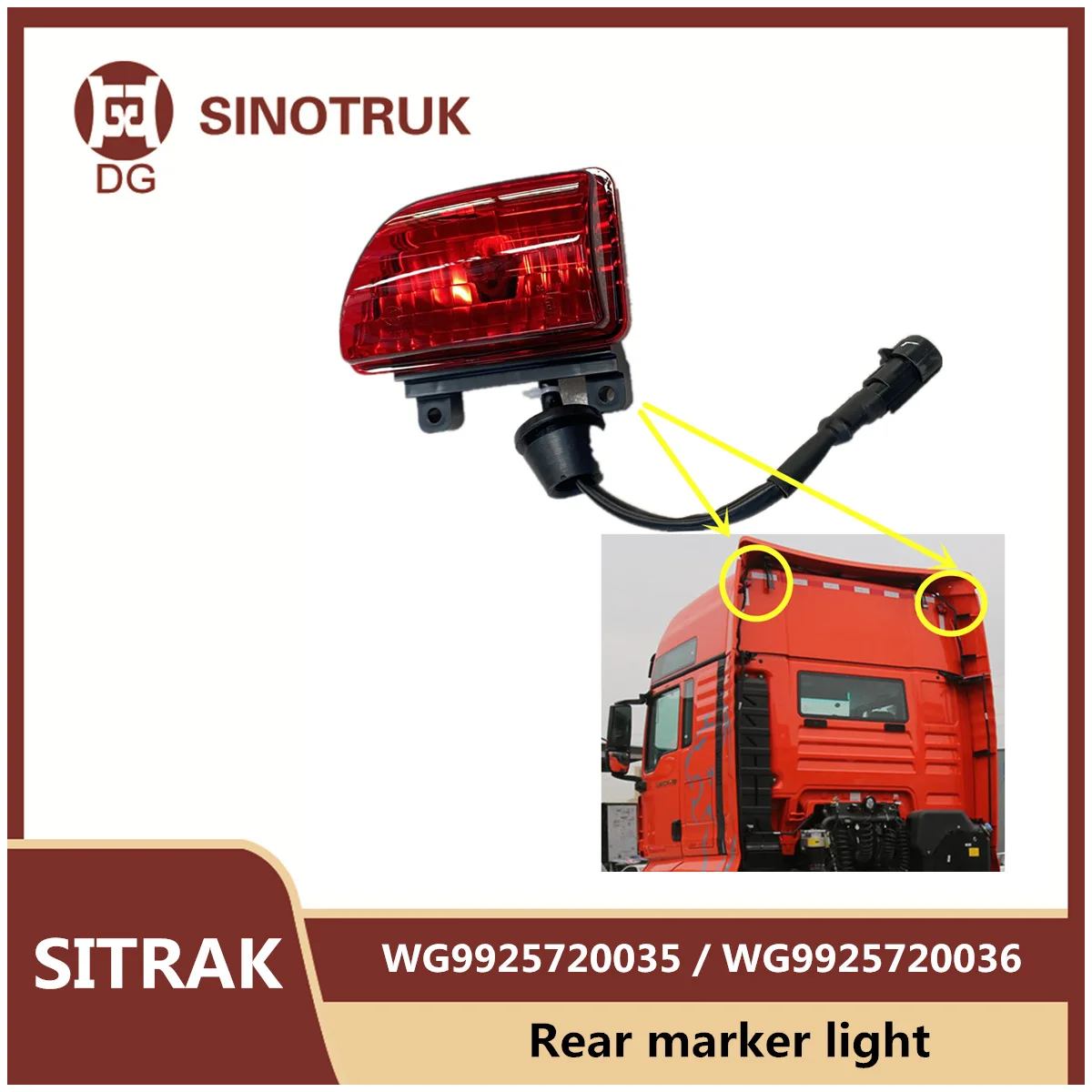 

Rear marker light WG9925720035 left WG9925720036 right FOR SINOTRUK SITRAK Cab Ceiling High light Clearance Light Dome Light
