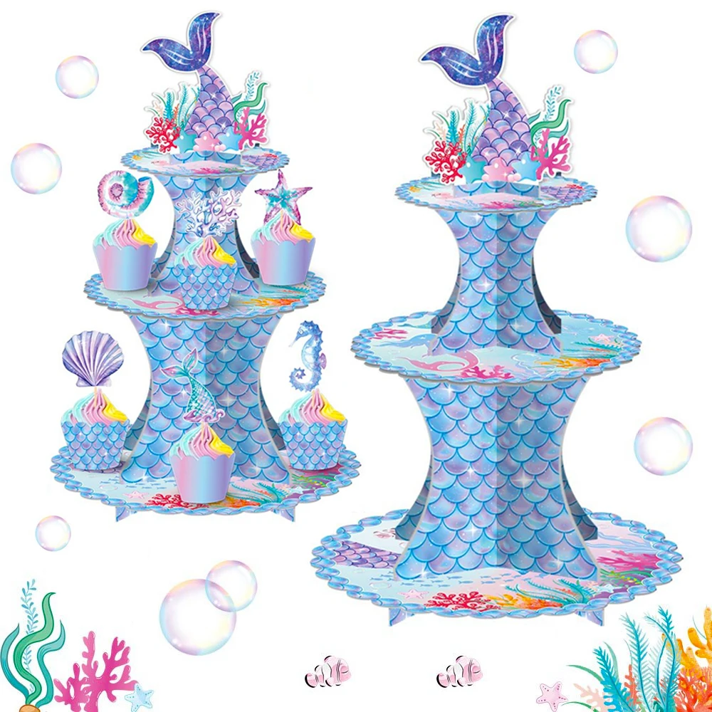 Kleine Meerjungfrau Cupcake Ständer Mädchen Baby Dusche Meerjungfrau Geburtstag Party Dekoration Meerjungfrau Cupcake Halter Kuchen Dekoration Lieferungen