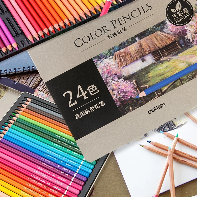 Deli 24/36/48/72 Colored Pencil Professional Oil Pencils Wood Watercolor  Pencils Drawing Pencil Set For School Art Supplies - AliExpress