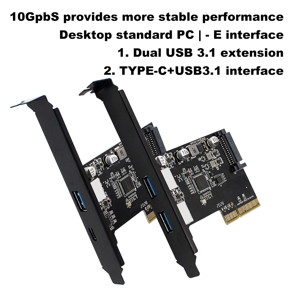 PCIe 호스트 어댑터 카드, PCIe3.0 에서 USB3.1 로 확장 카드, 2xUSB-A, 1xUSB-A, 1xUSB-C PCIe X4, 10Gbps USB C타입 PCIe 애드온 어댑터 카드