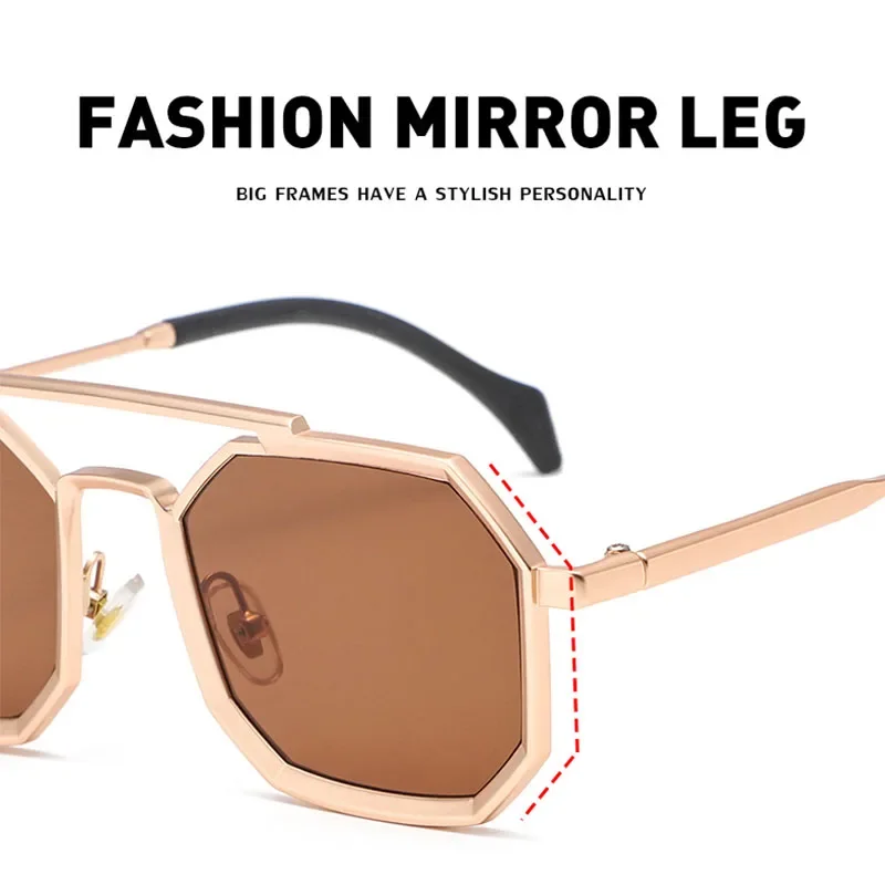 Men Polygon Punk Sunglasses Unisex Metal Square Steampunk Sun Glasses Vintage Shades UV400 Outdoor Riding Eyewear for Male