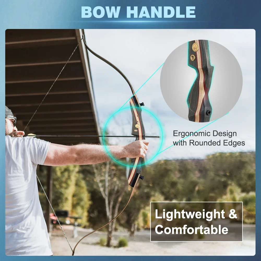Toparchery 62" Recurve Bow 20-25lbs Takedown Bow with Carbon Arrows Set for Beginner or Adults Outdoor Archery Practice 4