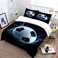 Ensemble de housse de couette à motif de football avec motif d'eau éclaboussante, literie en polyester colorée à impression numérique avec fermeture à glissière pour cadeaux pour enfants 5
