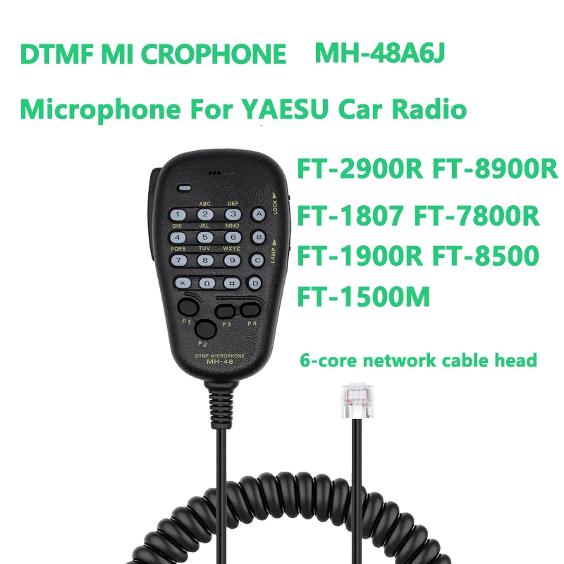 Auto Walkie Talkie Radio 6-Pin 22 "Del Cavo Della Bobina Dtmf Mic Microfono Per Yaesu Mh-48A6J Ft-7800R Ft-8800R Ft-8900R Ft-7900R Ft-7100M1