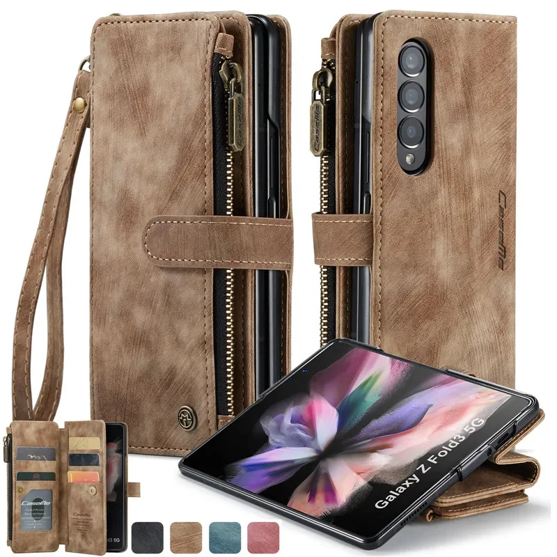 Premium Flip Leather Phone Case with Zipper Wallet and Card Holder