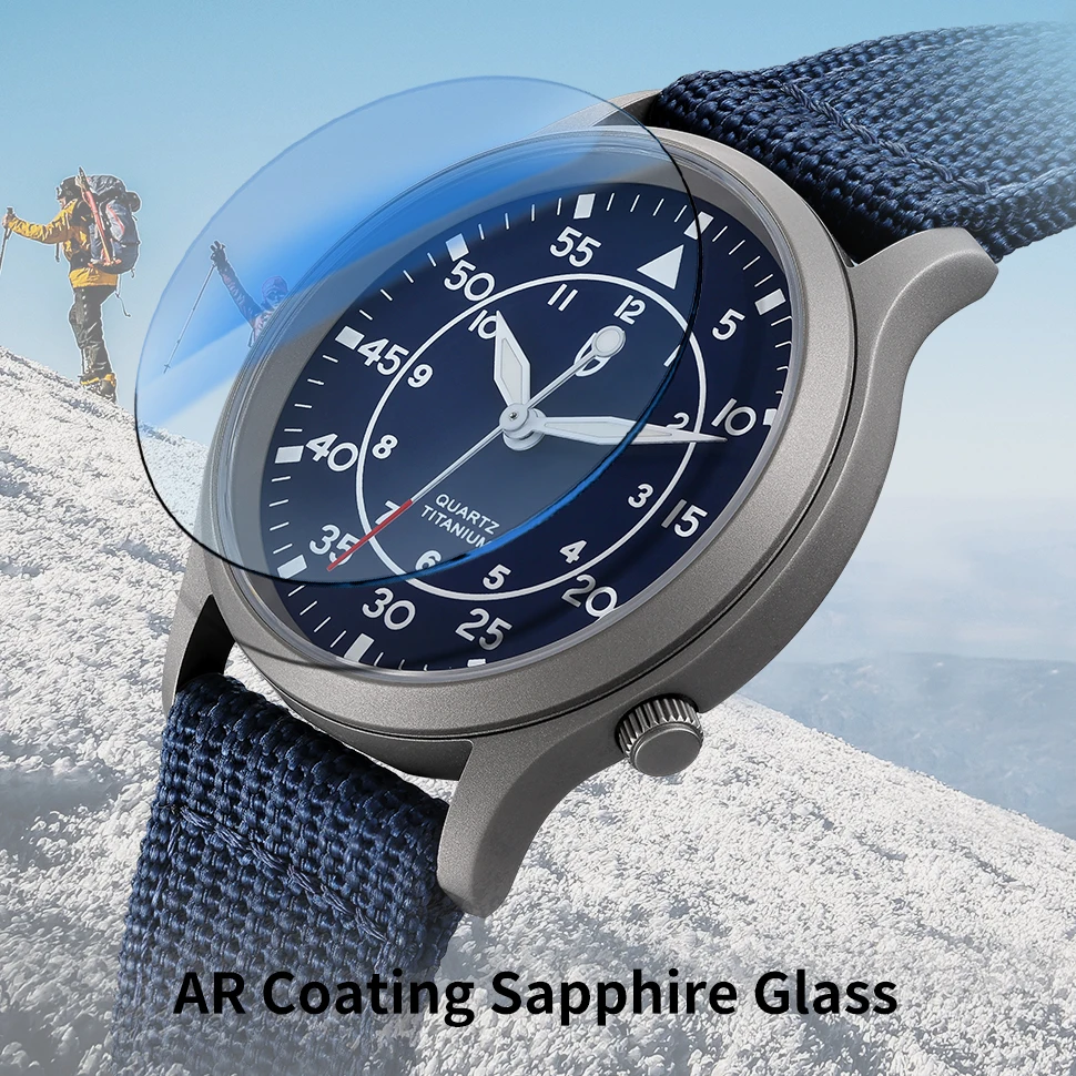 BERNY Men\'s Quartz Watch BERNY VH31 Super Luminous Sapphire Glass Fashion 5ATM Waterproof Titanium Men\'s Vintage Pilot Watch