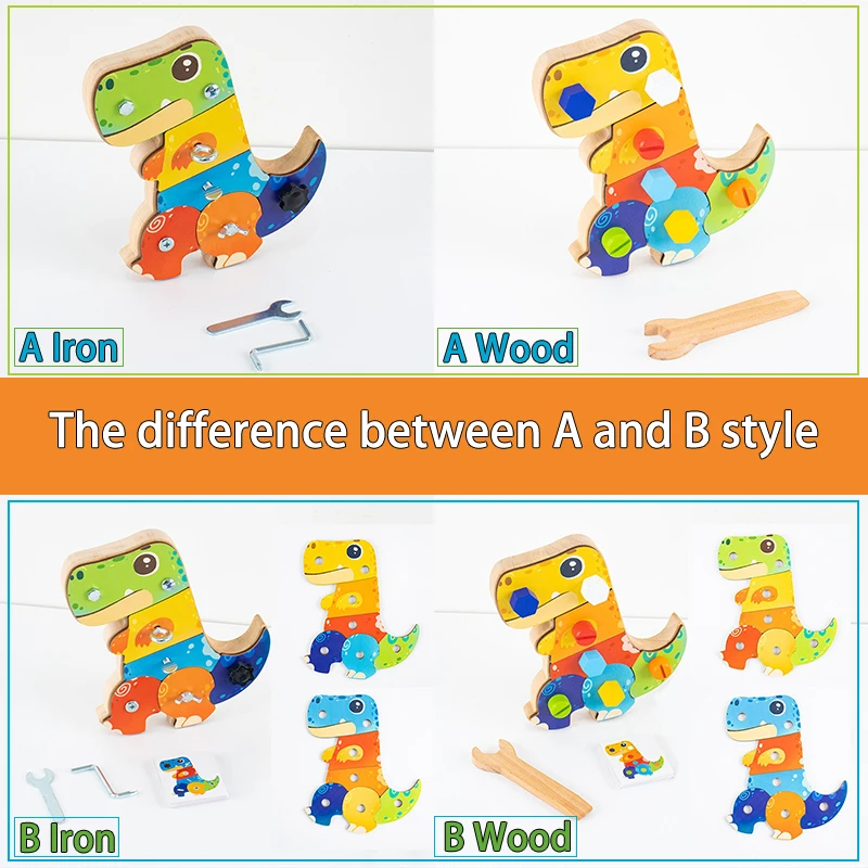 Dinosaur Screwdriver Board Montessori Toys Fine Motor Skills Sensory Screw Nut Busy Board Activity Educational Wooden Kids Toys