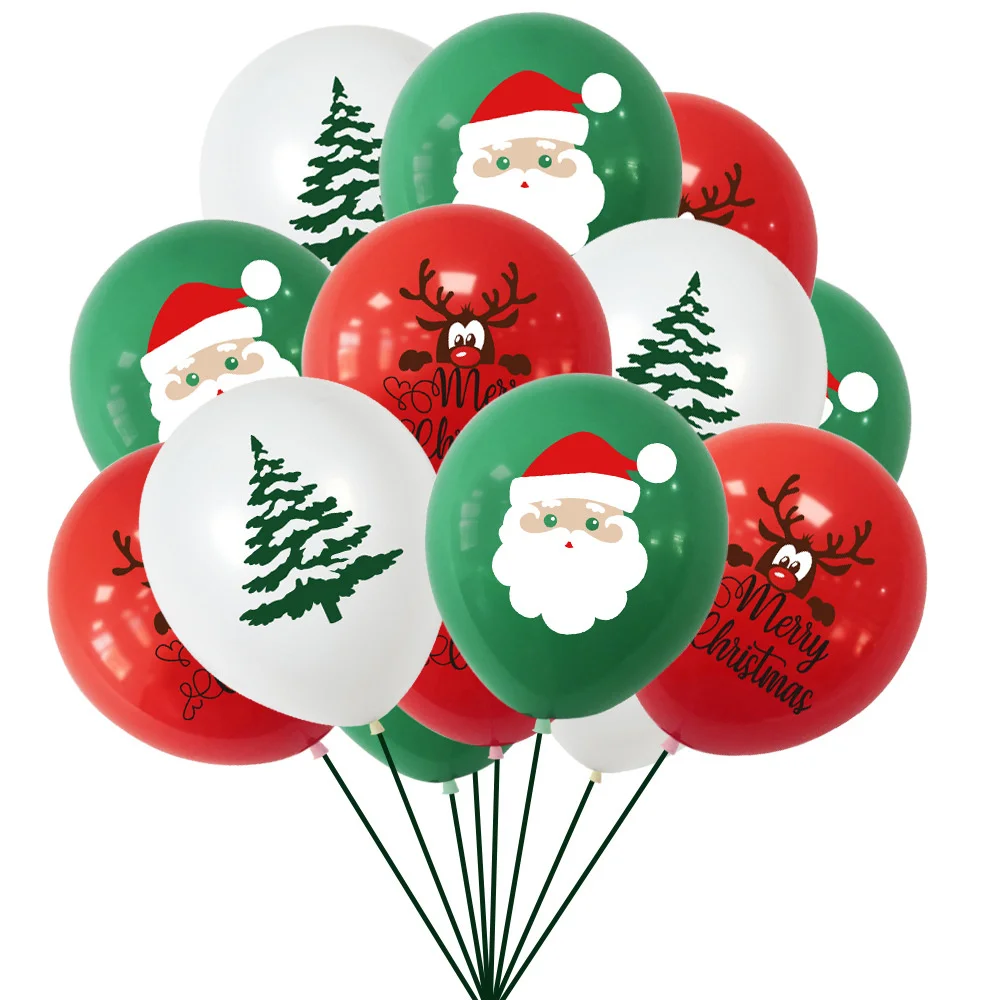 

10Pcs Latex Christmas Balloons Santa Claus Elk Xmas Tree Christmas Party Red Green White Balloons Christmas Decoration for Home