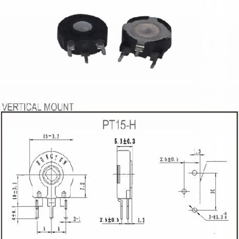 Potentiometer Kit Multiturn Potentiometer Linear Potentiometer Rotary Potentiometer Trimmer Potentiometer 5PCS potentiometer PT15 500ohm 1K 2K 5K 10K 20K 50K 100K 500K 1M oval hole vertical adjustable resistance switch 3Pin