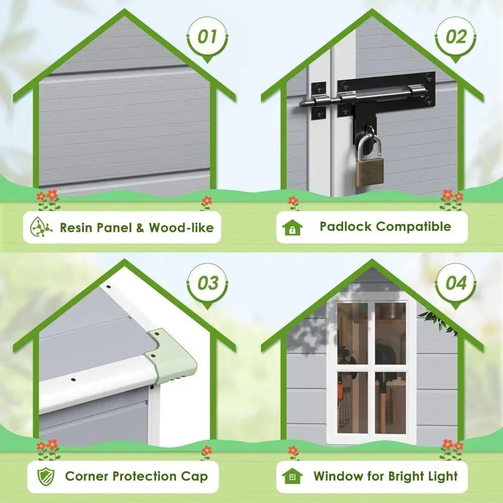 6 x 4 FT Resin Outdoor Storage Shed 6