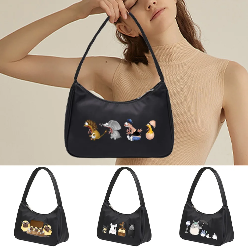 

2022 New Underarm Bags Women Handbags Zipper Shoulder Pouch All-match Youth Commute Organizer Bags Clutch Cartoon Pattern