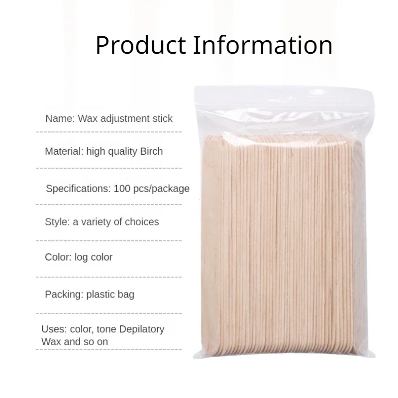 100 Pieces Disposable Wood Stick Beauty Spatulas Log Hair Removal Wax Coating and Scraping Tool Eyebrow Trimming Wooden Stick 6