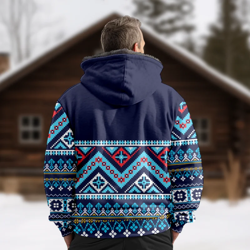 New Totem Italian Cotton Coat Hooded Sweater Casual Print Long Sleeve Zipper Sweater Thick Cotton Coat Autumn and Winter a10