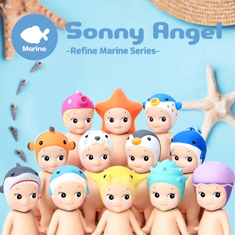 

New Edition Of Sonny Angel Ocean Series Anime Figure Starfish Clownfish Blue Whale Shark Penguin Puffer Pvc Model Style Collect