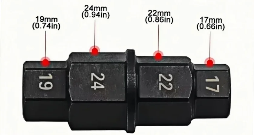4-in-1 Heavy-Duty 3/8" Sechskant-Achsen-Motorrad-Reparatur-Werkzeugsatz – rostfreier Cr-V-Stahl für 17/19/22/24 mm Steckdosen, professionelle Motorräder – Detail 1