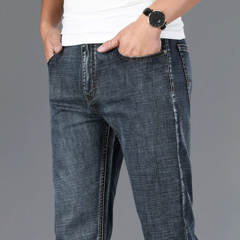

2023 New Jeans Men Loose Straight Leg Summer Thin Stretch Business Men's Trousers Men's Slim-fit Brand Trend Plus Size 36 38 40