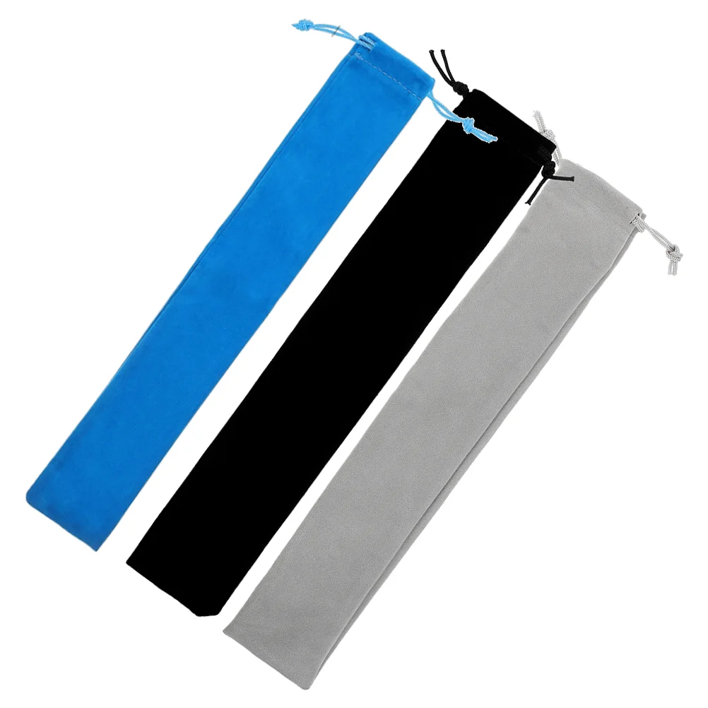 3 Pcs Recorder Velvet Cloth Storage Bag Flute Suede Drawstring Pouch Musical Instruments Drum Stick Bag Soprano Holder Portable