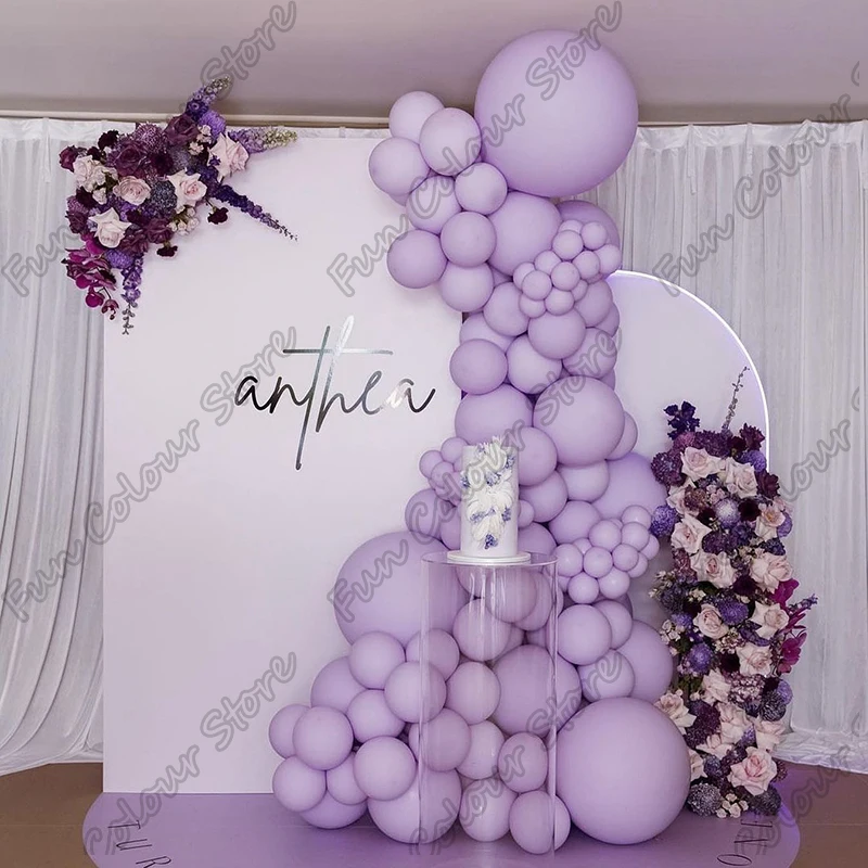 

108pcs Maca Purple Latex Balloons Wedding Birthday Party Balon Garland Anniversaire Decoration Mariage Gender Reveal Baby Shower