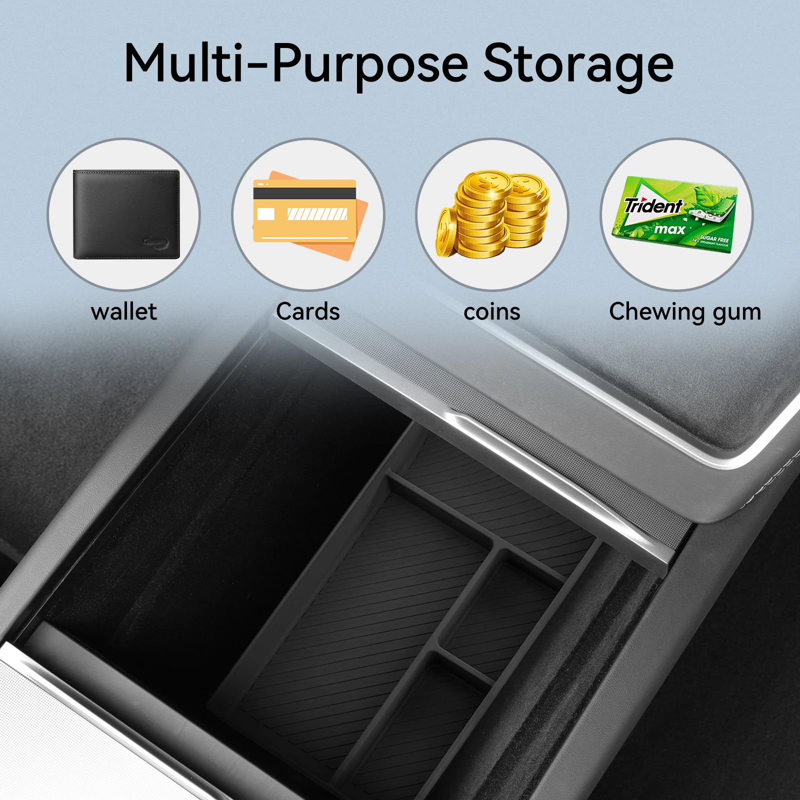 Tesla Model Y Launch 2025 Juniper 센터 콘솔 하부 보관함 자동차 트레이 주최자 액세서리 Tidying  Black 용 Smabee-Freehip.co.kr