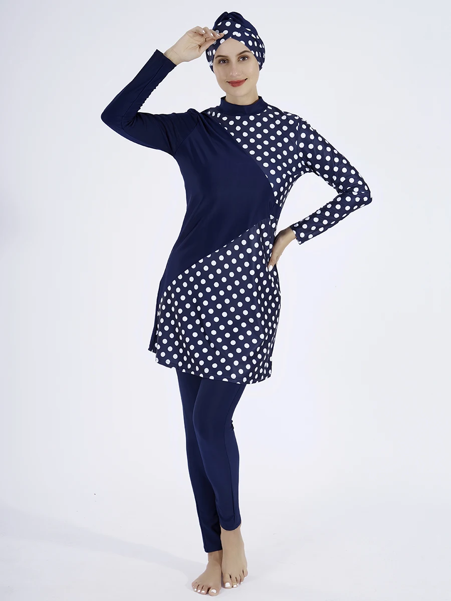 3 قطعة ملابس النساء المسلمات غطاء كامل بوركيني الحجاب القمم فستان أطفال مع سروال داخلي الإسلامية متواضع السباحة ملابس السباحة ثوب السباحة بحر 2