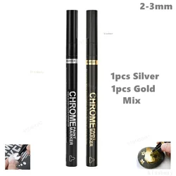Chrome Mirror Reflective Paint Pens - Silver Art and Craft Marker Set (1pc silver 1pc gold)