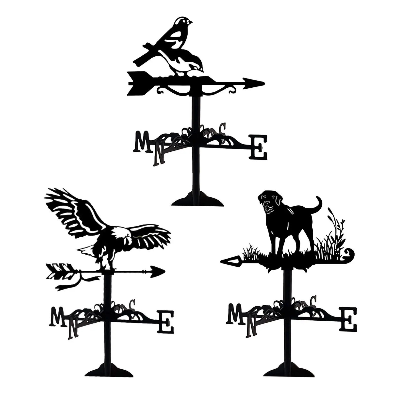 Sasquatch Bigfoot Fishing Metal Weather Vane - Iron Garden Wind Direction Indicator, 19.7x13.8 Inches, Black Finish
