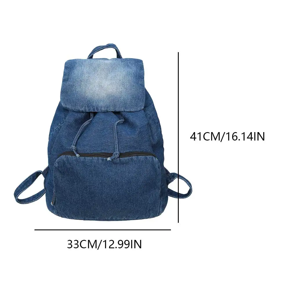 Denim Laptop Backpack Vintage Women's Backpack Casual Canvas Daypack Female Handbag Purse Shoulder Bag College Travel Rucksack