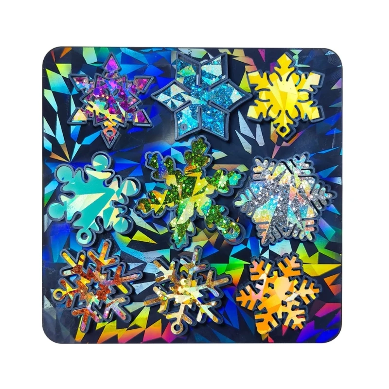 Holographische Silikonform Regenbogeneffekte Exquisite Schneeflockenanhänger Harzformen Schlüsselanhänger Epoxidformen Y08E – Detail 8