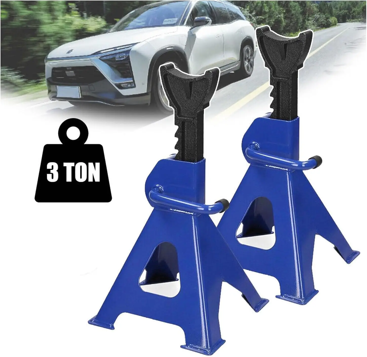 DayPlus 2 supports d'essieu en acier robuste de 3 tonnes pour fourgon de voiture, plage réglable en 9 étapes de support de cric d'outil de levage de réparation de 290 à 430mm