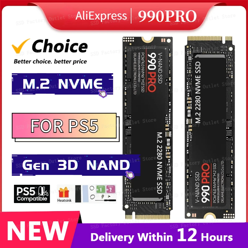 

2024 New Original Brand 990PRO SSD M.2 2280 PCIe Gen 4.0 X 4 NVMe Internal Solid State Disk 4TB 2TB 1TB for Desktop/laptop/PS5