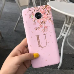 Luxury Initial Letters Crown Shockproof Phone Case Cover for Huawei Y5 2017 (Letter - pink - U)