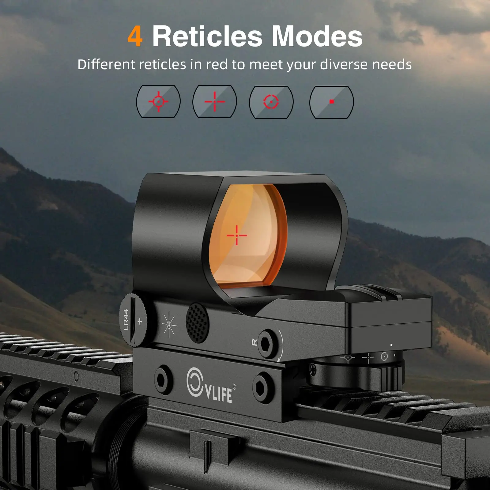 Reflex Sight CVLIFE Reflex Sight 1x28x40mm Red Dot Sight Fit Rifle 4 Adjustable Reticles for 20mm Picatinny Rail Hunting