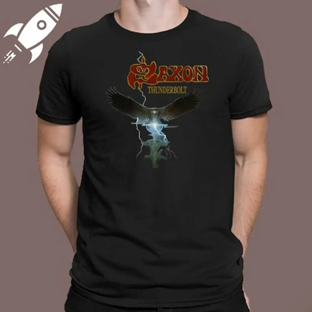 

Saxon Thunderbolt Heavy Metal Band Men'S Black T-Shirt Size S - 3Xl Men Women Unisex Fashion Tshirt Free Shipping