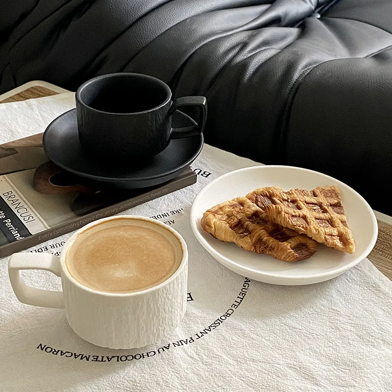 Black & White Ceramic Coffee Cup Set 6