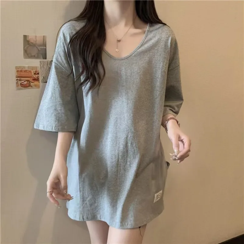 Summer Fashion Casual Spread Short-sleeved T-shirt Women's Mid-length Half-sleeved Top 277