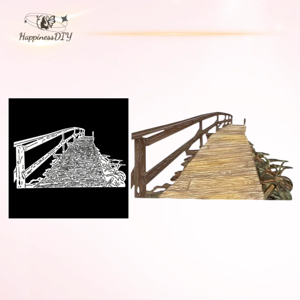 

Wooden Bridge Path Fence Leaves Metal Cutting Dies for DIY Scrapbooking Album Paper Cards Decorative Crafts Embossing Die Cuts