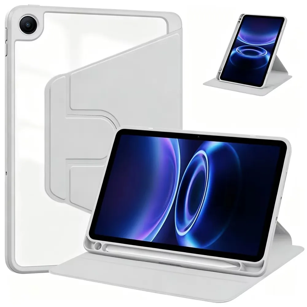 Rotating Stand Tablet Case with Pencil Holder and Acrylic Back
