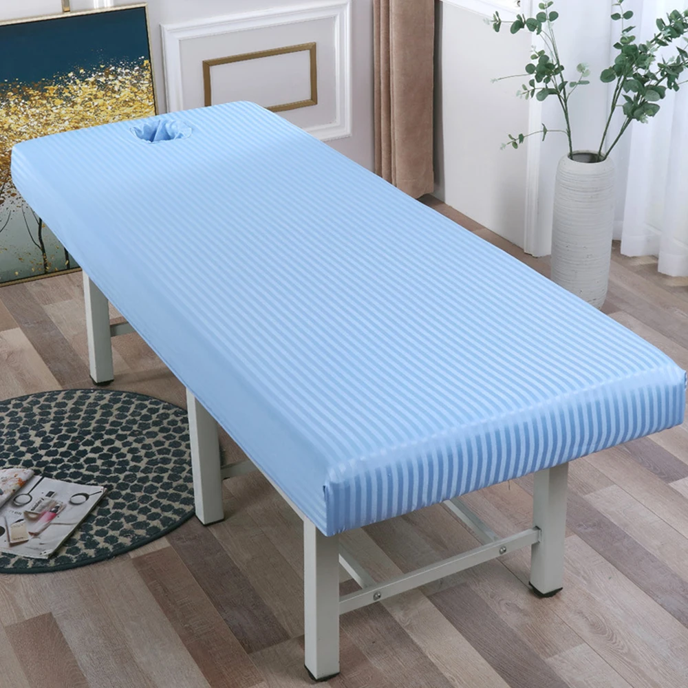 White Massage Table Bed Fitted Sheet Elastic Full Cover Massage Treatment Polyester Cosmetic SPA Bed Cover with Face Hole 6