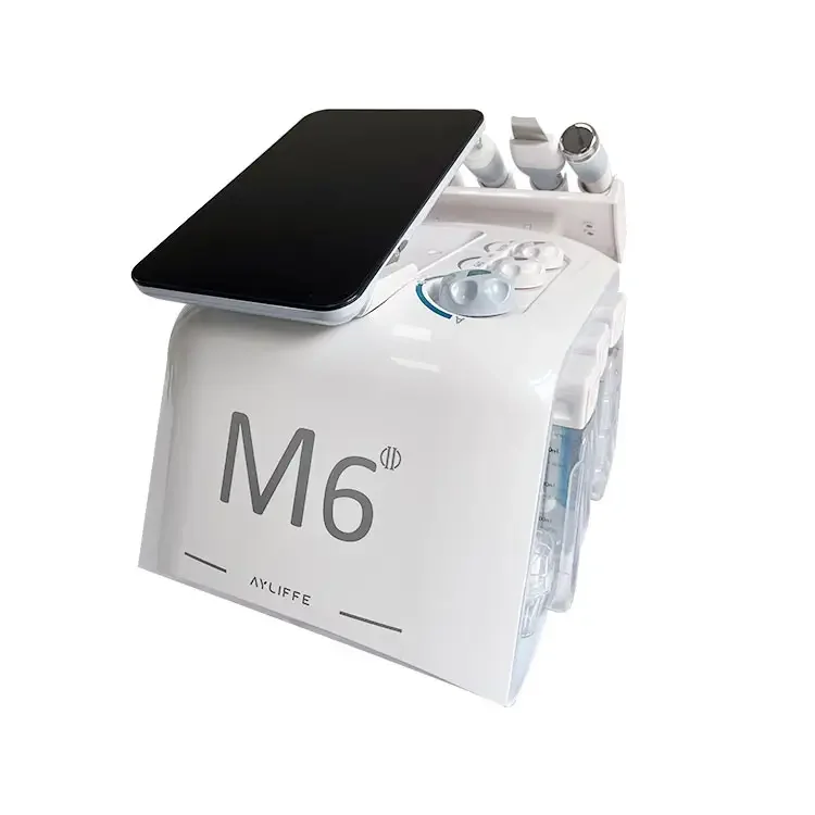 White M6 Portable 6 In 1 Hydro Dermabrasion Skin Rejuvenation Devices Hydra Face No Needle High Pressure Pen For Deep Cleansing