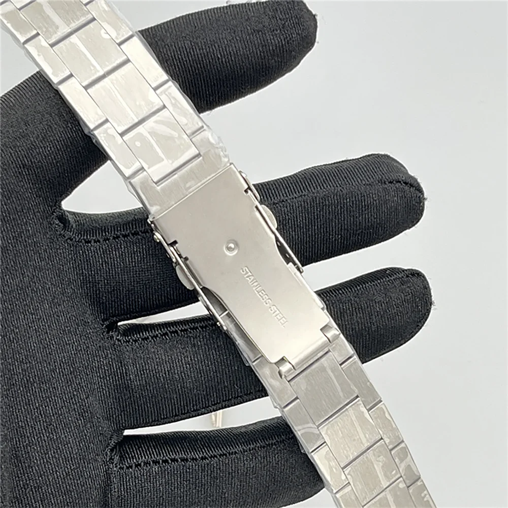 22mm Silver/Rose Gold/Black Stainless Steel Watch Strap Butterfly Buckle Watchband for SKX007 Mechanical Watch Replacement Parts