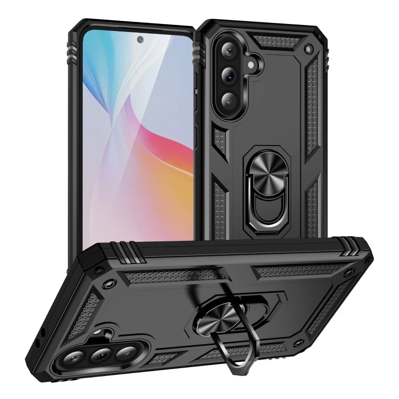 Enhanced Shockproof Armor Phone Case with Lens Protection and Ring Holder