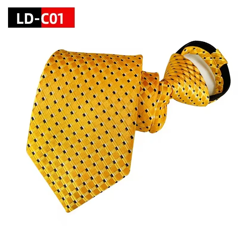 Hot Sell Style 8CM Zipper Tie Men Bridegroom Wedding Necktie Lazy Pre-tied Ties Striped Zipper Necktie For Men Women Wholesale