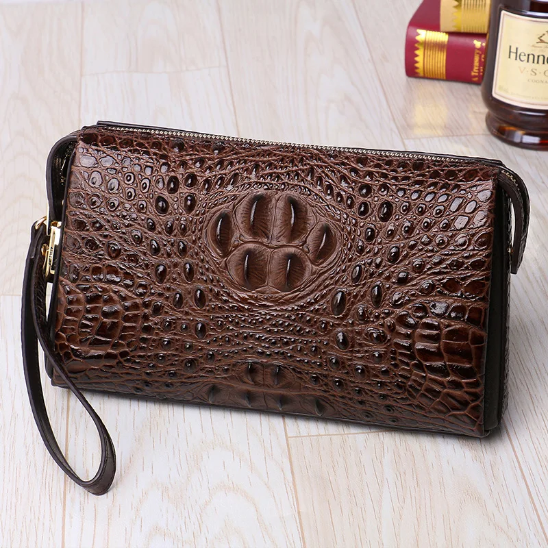 New Men With Password Lock Anti-theft Business Handbag High-capacity Top Layer Cowhide Leisure Clip Bag High Quality Cosy Wallet