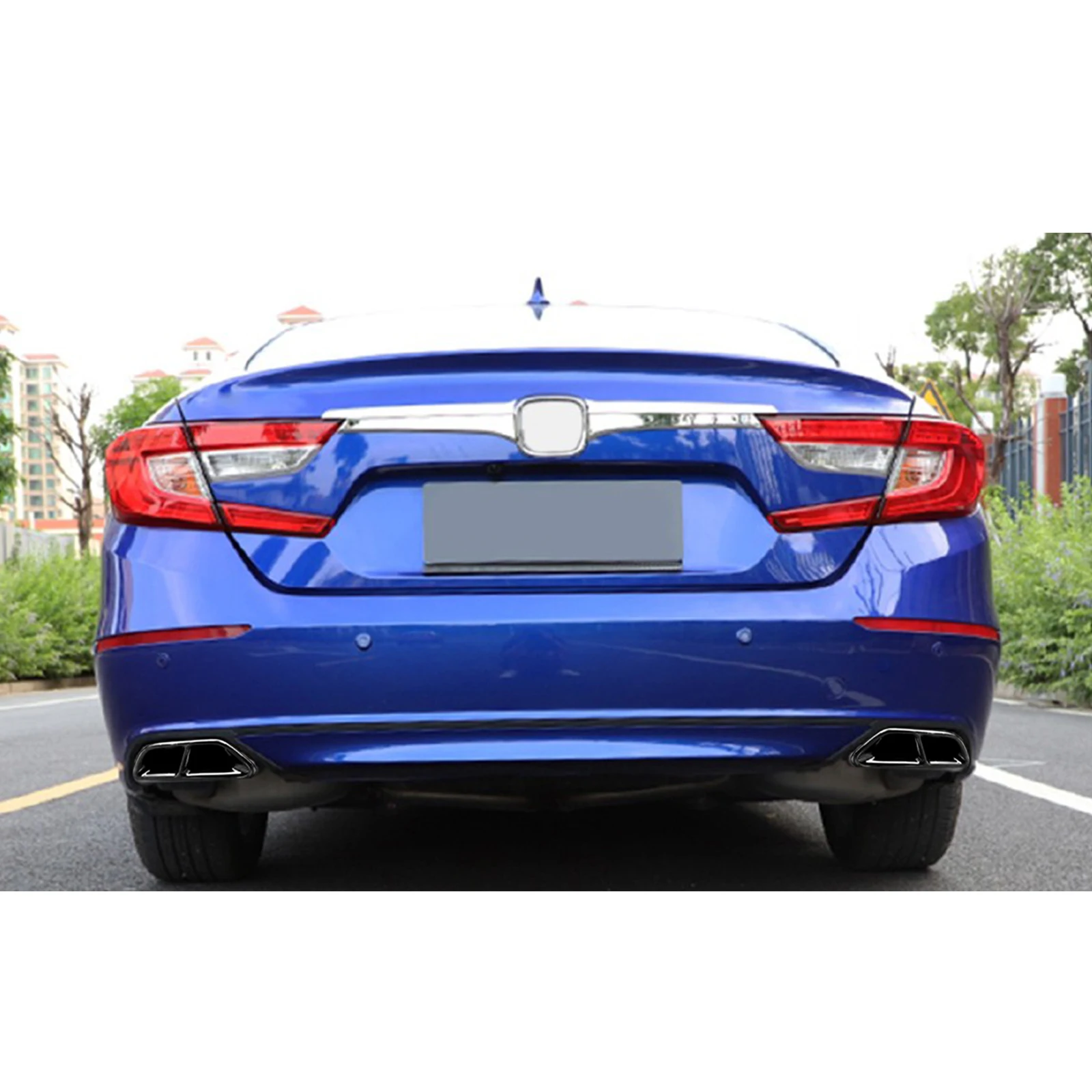 Black Titanium Left Right Rear Cylinder Exhaust Tail Pipe Cover Trims Honda Accord 10th Gen 2pcs exhaust tail pipe cover