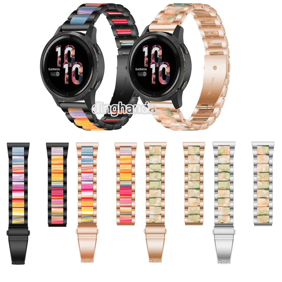 

20/22mm Strap Resin+Zinc Alloy Band with tools For Garmin Vivoactive 4 3 /Venu2 45mm/Forerunner 255 645 245 55 158 /Venu Sq