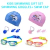JSJM Colorful Children Silicone Swimming Goggles Anti-Fog UV Swimming Glasses Silicone Swim Eyewear Kids + PU Swim Cap Gifts Set
