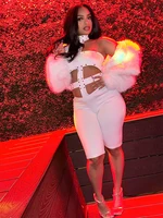 Kliou Irregular Hollow Sexy Playsuits Woman Halter Turtleneck Rivet Decoration Backless Skinny Peach Hip Midnight Party Clubwear - Image 3