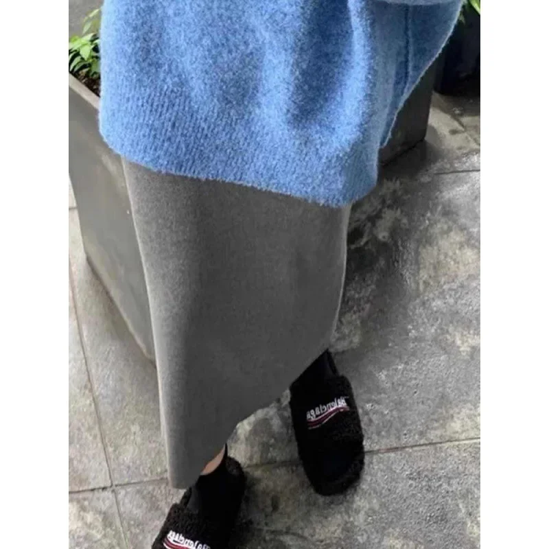 Maternity Autumn Knitted Skirt Women's Gentle Style Casual Mini Midi Skirt Slimming Wrap around for Pregnant Ladies