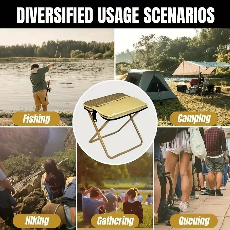 Description Picture 6 of item1pc Portable Folding Stool Outdoor Portable Simple Camping Equipment Shoulder Bag Stool Travel Camping Fishing Chair